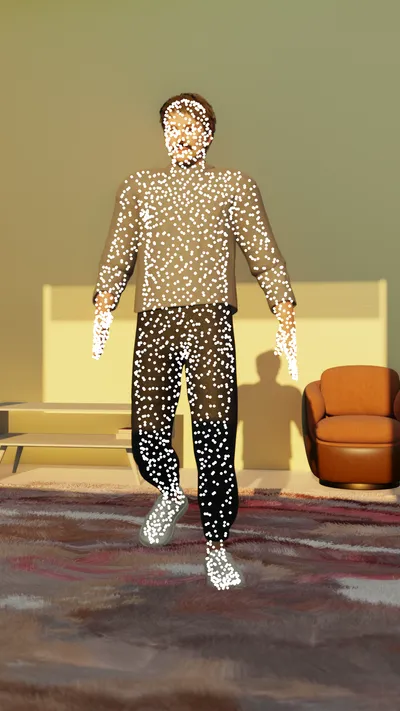 Image of person exercising with Dense keypoints overlay