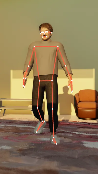 Image of person exercising with Mediapipe keypoints overlay