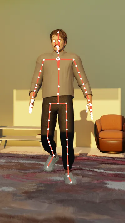 Image of person exercising with SAM 3D Body / MHR overlay