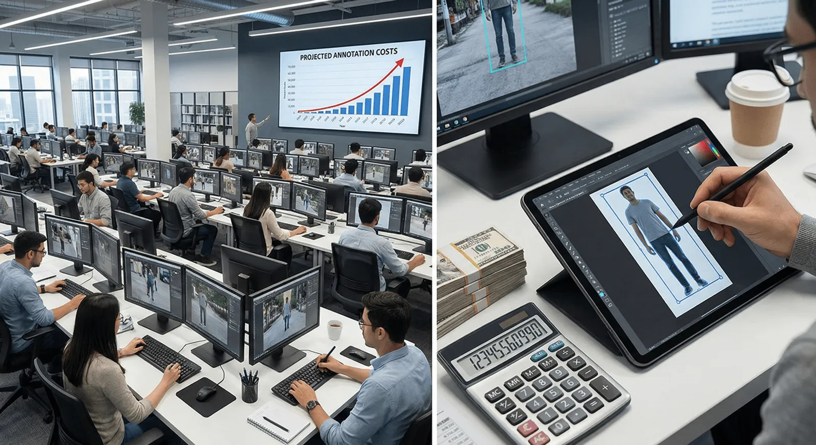 A large, professional motion capture studio with many cameras.